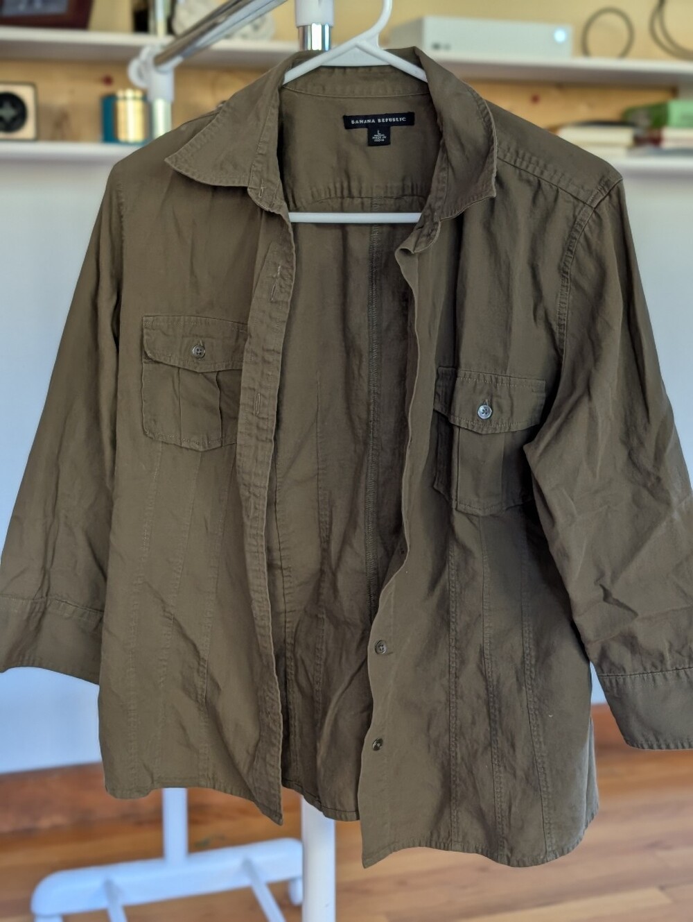 Banana Republic Olive Green Utility Button Down Shirt Size L